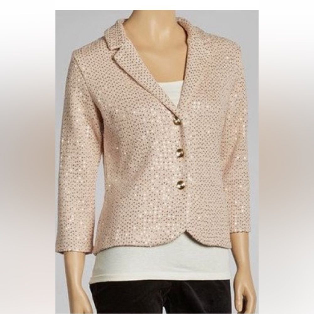 New without Tags Eci Brand Blush Pink Sequin Knit Blazer Size Large